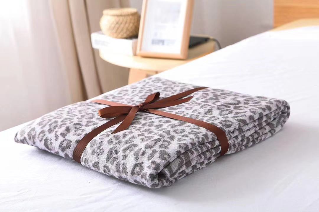 Leopard Throw Blanket - Grey