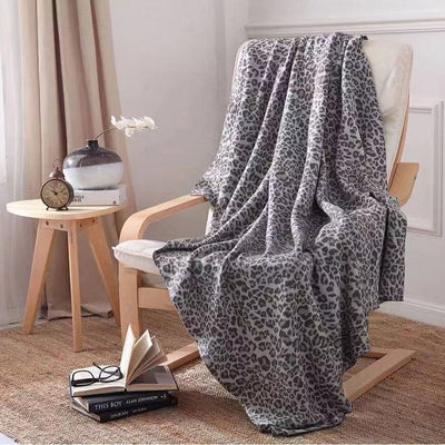 Leopard Throw Blanket - Grey