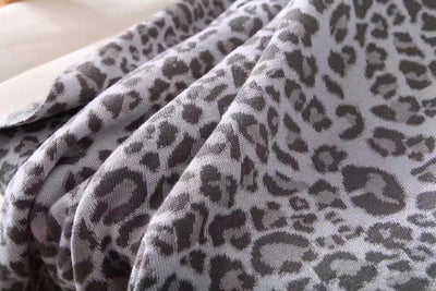 Leopard Throw Blanket - Grey