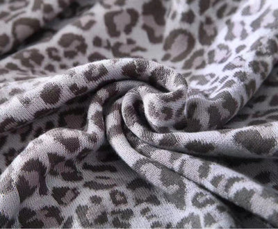 Leopard Throw Blanket - Grey